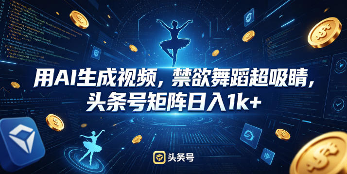 用AI生成视频，禁欲舞蹈超吸睛，头条号矩阵日入1k+-朽念云创