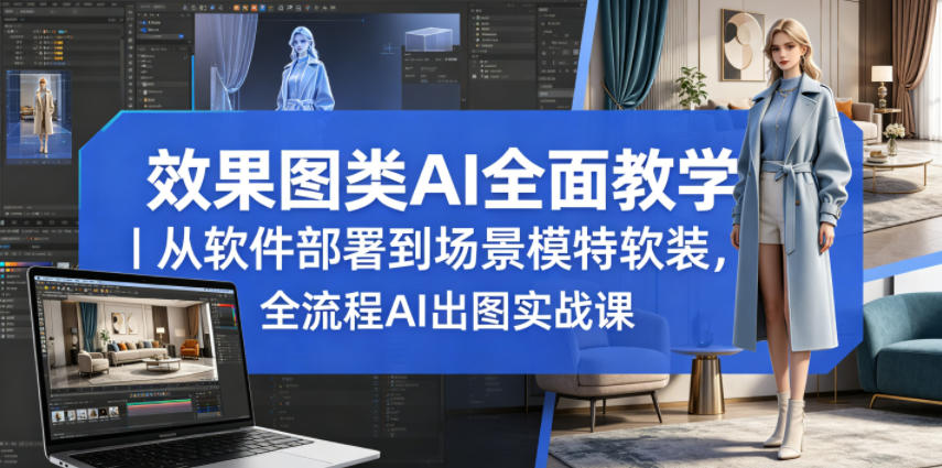 效果图类AI全面教学｜从软件部署到场景模特软装，全流程AI出图实战课-朽念云创