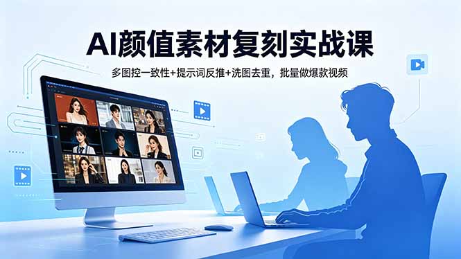 AI颜值素材复刻实战课，多图控一致性+提示词反推+洗图去重，批量做爆款视频-朽念云创
