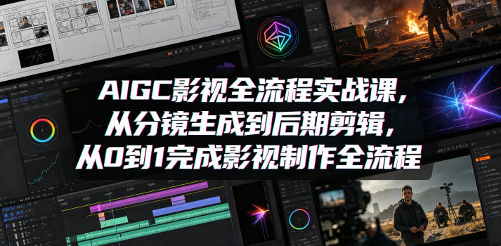 AIGC影视全流程实战课，从分镜生成到后期剪辑，从0到1完成影视制作全流程-朽念云创