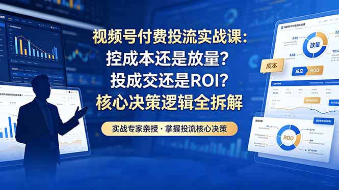 视频号付费投流实战课-5月：控成本还是放量？投成交还是ROI？核心决策逻辑全拆解-朽念云创