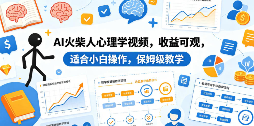 AI火柴人心理学视频，收益可观，适合小白操作，保姆级教学-朽念云创
