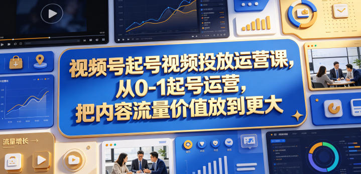 视频号起号视频投放运营课，从0-1起号运营，把内容流量价值放到更大-朽念云创