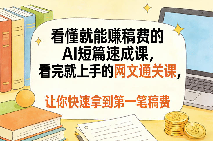 看懂就能賺稿费的AI短篇速成课,看完就上手的网文通关课,让你快速拿到第一笔稿费(更新5月)-朽念云创