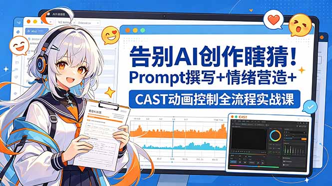 告别AI创作瞎猜！Prompt撰写+情绪营造+CAST动画控制全流程实战课-朽念云创