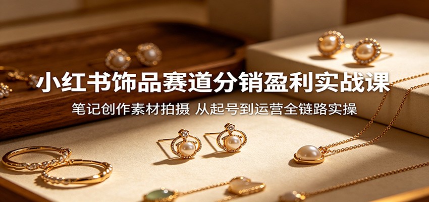 小红书饰品赛道分销盈利实战课：笔记创作素材拍摄，从起号到运营全链路实操-朽念云创