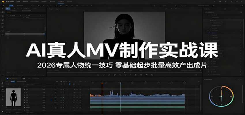 AI真人MV制作实战课：2026专属人物统一技巧，零基础起步批量高效产出成片-朽念云创