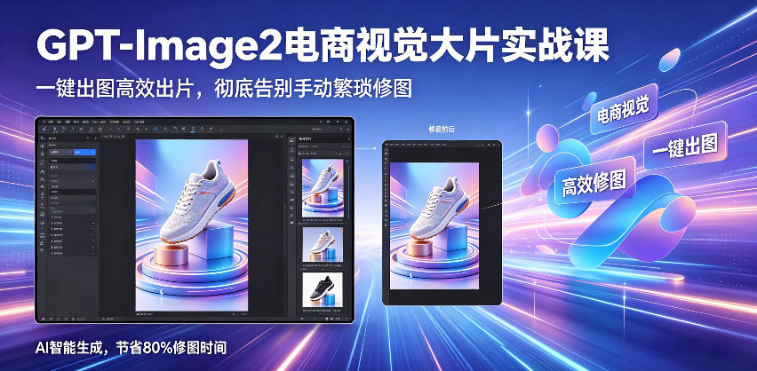 GPT-Image2电商视觉大片实战课，一键出图高效出片，彻底告别手动繁琐修图-朽念云创