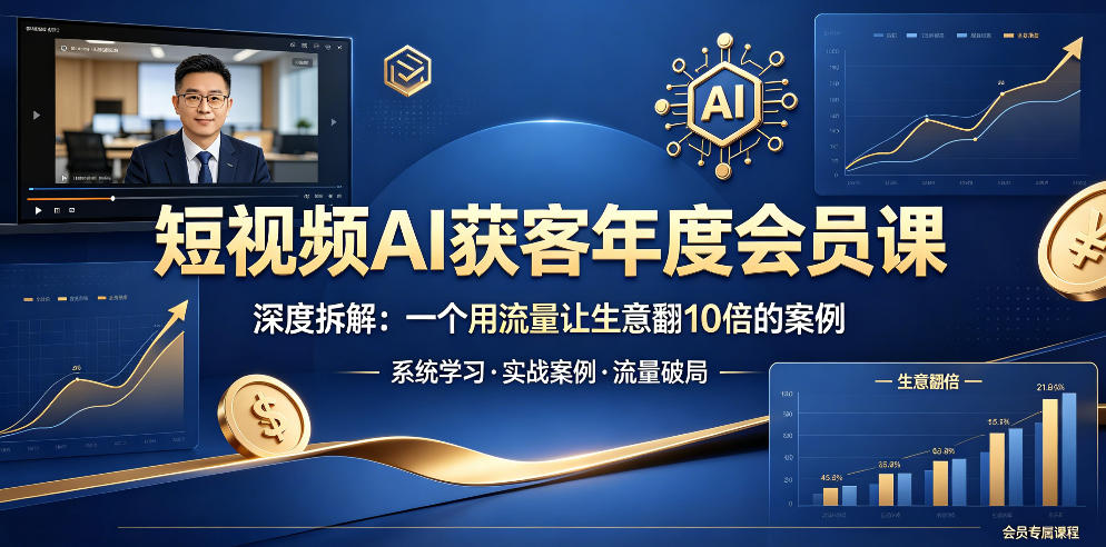 短视频AI获客年度会员课，深度拆解，一个用流量让生意翻10倍的案例-朽念云创