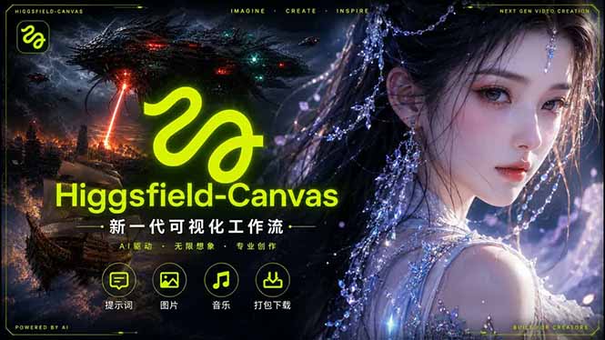 Higgsfield Canvas AI视频制作详解，节点式工作流搭建，重构新式视频创作完整教程-朽念云创