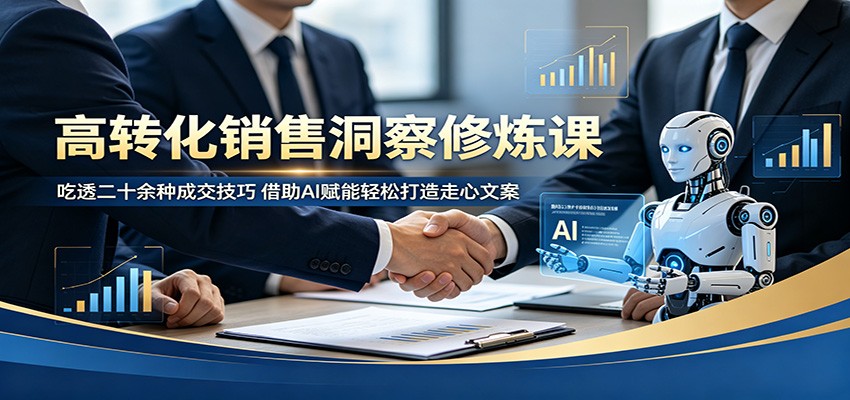 高转化销售洞察修炼课：吃透二十余种成交技巧，借助AI赋能轻松打造走心文案-朽念云创