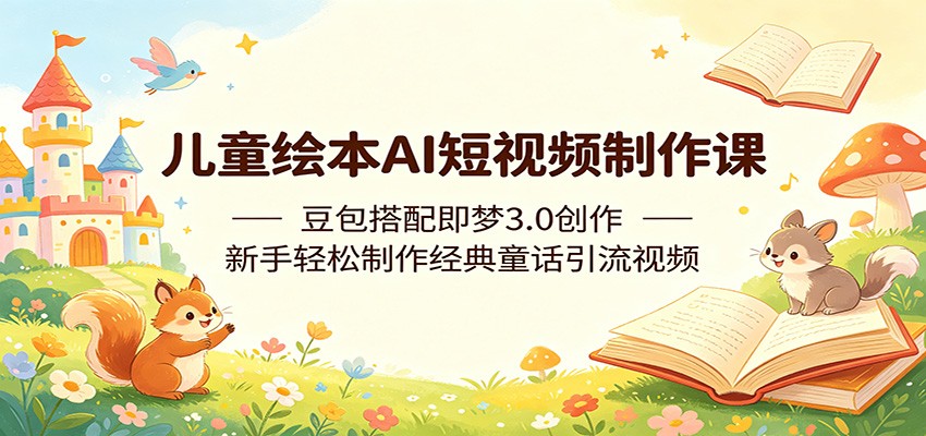儿童绘本AI短视频制作课：豆包搭配即梦3.0创作，新手轻松制作经典童话引流视频-朽念云创