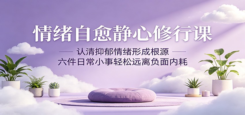 情绪自愈静心修行课：认清抑郁情绪形成根源，六件日常小事轻松远离负面内耗-朽念云创
