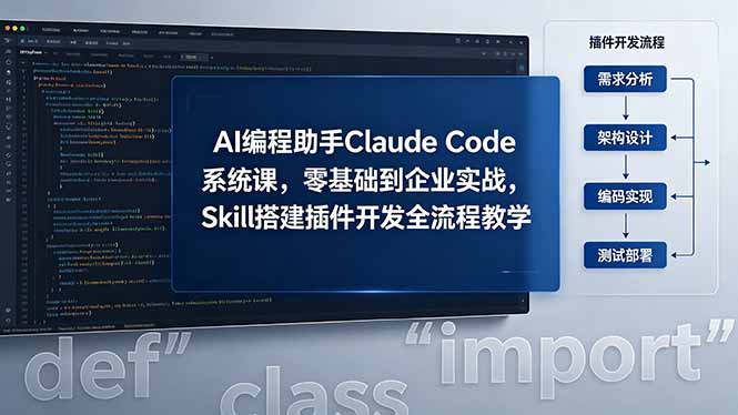 AI 编程助手 Claude Code 系统课，零基础到企业实战，Skill 搭建插件开发全流程教学-朽念云创