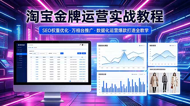 2026 淘宝金牌运营实战教程，SEO权重优化万相台推广，数据化运营爆款打造全教学-朽念云创