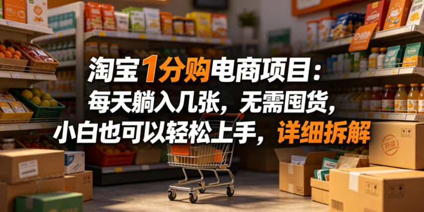 淘宝1分购电商项目：每天躺入几张，无需囤货，小白也可以轻松上手，详细拆解-朽念云创