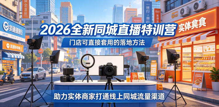 2026全新同城直播特训营，门店可直接套用的落地方法，助力实体商家打通线上同城流量渠道-朽念云创