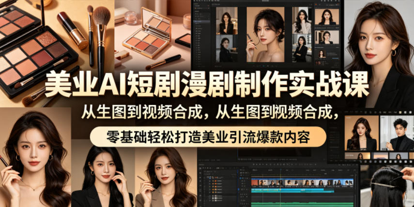 美业AI短剧漫剧制作实战课，从生图到视频合成，零基础轻松打造美业引流爆款内容-朽念云创