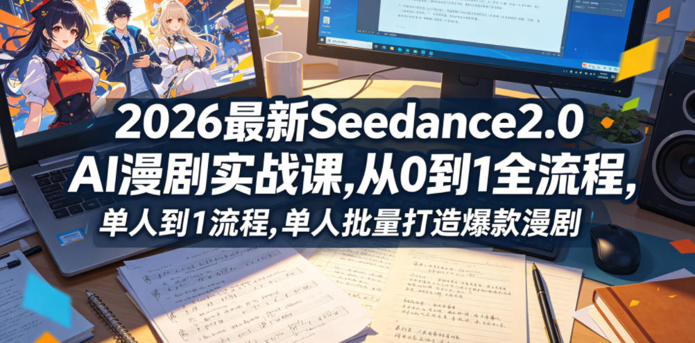 2026最新Seedance2.0 AI漫剧实战课,，从0到1全流程，单人批量打造爆款漫剧-朽念云创