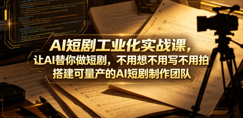 AI短剧工业化实战课，让AI替你做短剧，不用想不用写不用拍，搭建可量产的AI短剧制作团队-朽念云创