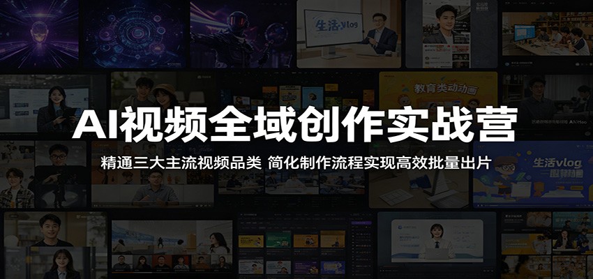 AI视频全域创作实战营：精通三大主流视频品类，简化制作流程实现高效批量出片-朽念云创