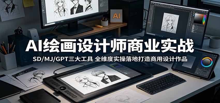 AI绘画设计师商业实战:SD/MJ/GPT三大工具,全维度实操落地打造商用设计作品-朽念云创