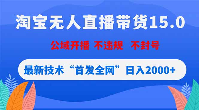 淘宝无人直播带货15.0，不封号，不违规，公域玩法，首发全网日入2000+-朽念云创