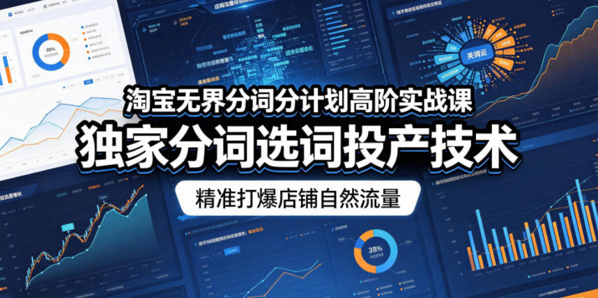 淘宝无界分词分计划高阶实战课,独家分词选词投产技术,精准打爆店铺自然流量-朽念云创