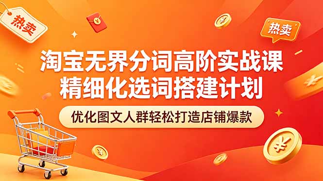 淘宝无界分词高阶实战课 精细化选词搭建计划 优化图文人群轻松打造店铺爆款-朽念云创