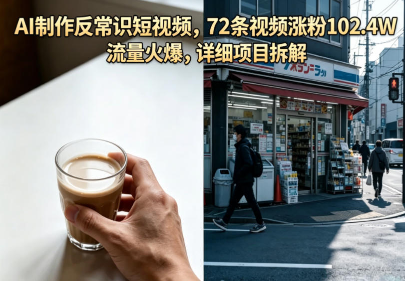 AI制作反常识短视频，72条视频涨粉102.4W，流量火爆，详细项目拆解-朽念云创