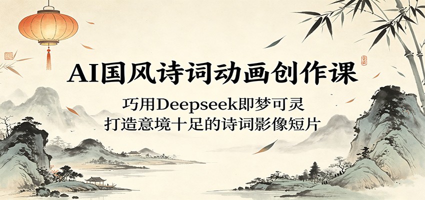 AI国风诗词动画创作课：巧用Deepseek即梦可灵，打造意境十足的诗词影像短片-朽念云创