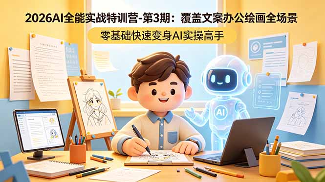 2026AI全能实战特训营-第3期：覆盖文案办公绘画全场景 零基础快速变身AI实操高手-朽念云创