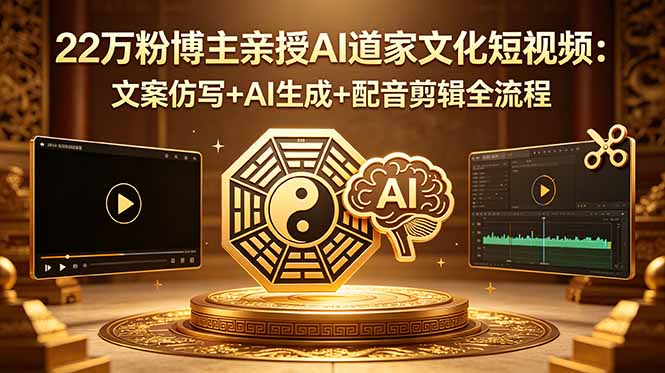 22万粉博主亲授AI道家文化短视频：文案仿写+AI生成+配音剪辑全流程-朽念云创
