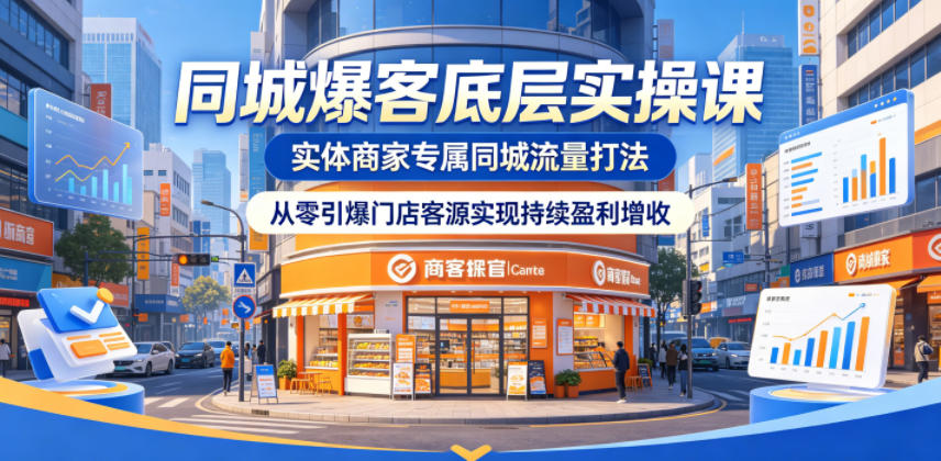 同城爆客底层实操课，实体商家专属同城流量打法，从零引爆门店客源实现持续盈利增收-朽念云创