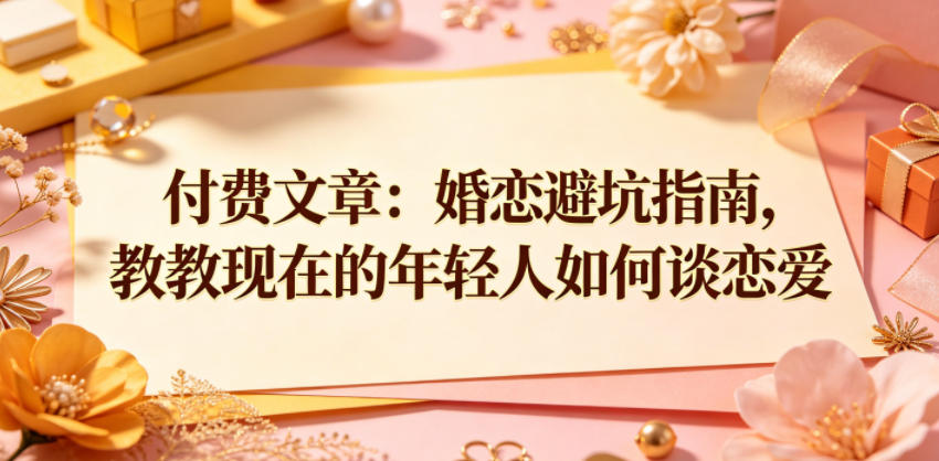 付费文章：婚恋避坑指南，教教现在的年轻人如何谈恋爱-朽念云创
