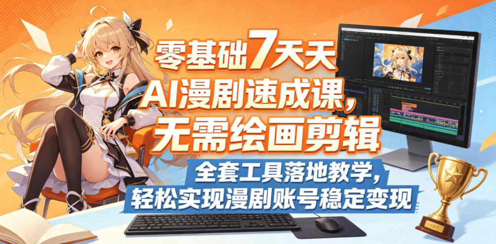 零基础7天AI漫剧速成课，无需绘画剪辑，全套工具落地教学，轻松实现漫剧账号稳定变现-朽念云创