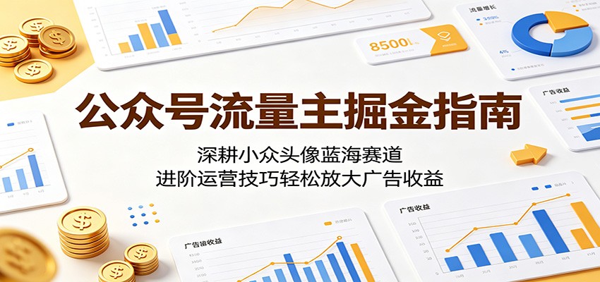 公众号流量主掘金指南：深耕小众头像蓝海赛道，进阶运营技巧轻松放大广告收益-朽念云创