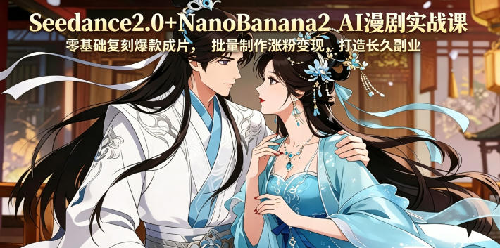 Seedance2.0+NanoBanana2 AI漫剧实战课，零基础复刻爆款成片涨粉变现，打造长久副业收益-朽念云创