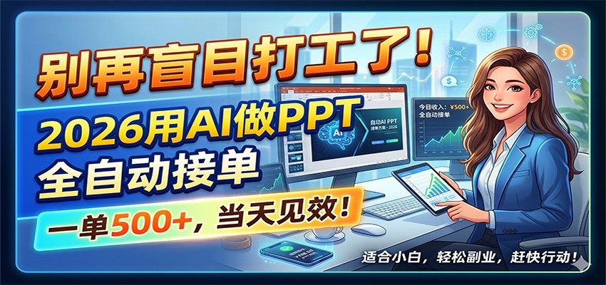 别再盲目打工了！2026用AI做PPT全自动接单，一单5张+，当天见效！-朽念云创