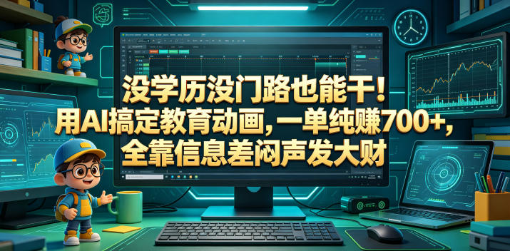 没学历没门路也能干！用AI搞定教育动画，一单纯賺700+，全靠信息差闷声发大财【揭秘】-朽念云创