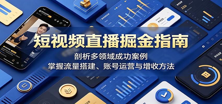 短视频直播掘金指南：剖析多领域成功案例，掌握流量搭建、账号运营与增收方法-朽念云创