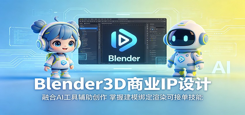 Blender3D商业IP设计：融合AI工具辅助创作，掌握建模绑定渲染可接单技能-朽念云创