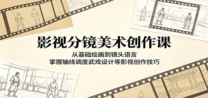 影视分镜美术创作课：从基础绘画到镜头语言，掌握轴线调度武戏设计等影视创作技巧-朽念云创
