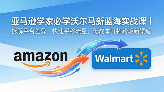 亚马逊卖家必学沃尔玛新蓝海实战课｜拆解平台差异，快速平移流量，低成本开拓跨境新渠道-朽念云创