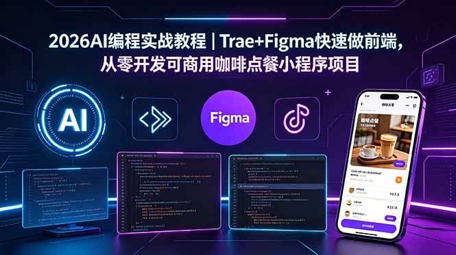 2026AI编程实战教程｜Trae+Figma快速做前端，从零开发可商用咖啡点餐小程序项目-朽念云创