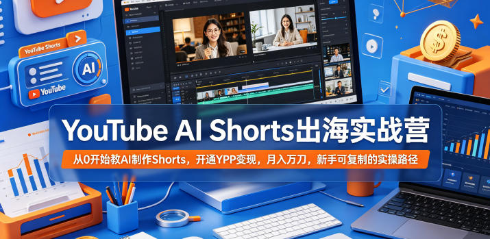 YouTube AI Shorts出海实战营，从0开始教AI制作Shorts，开通YPP变现，月入万刀，新手可复制的实操路径-朽念云创
