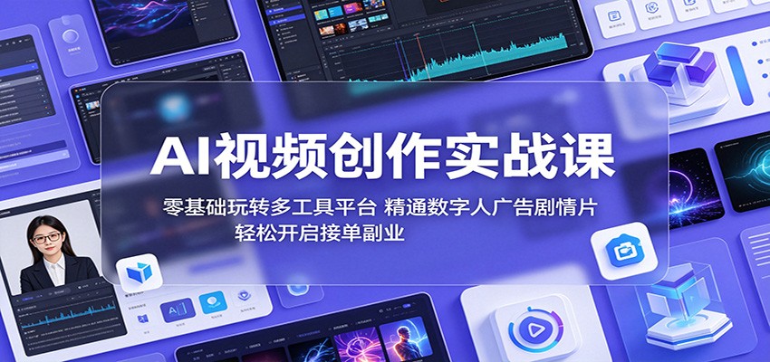AI视频创作实战课：零基础玩转多工具平台，精通数字人广告、剧情片，轻松开启接单副业-朽念云创