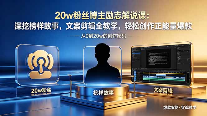 20w粉丝博主励志解说课：深挖榜样故事，文案剪辑全教学，轻松创作正能量爆款-朽念云创