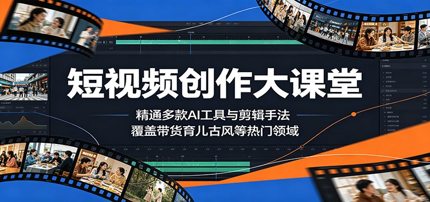 短视频创作大课堂：精通多款AI工具与剪辑手法，覆盖带货、育儿、古风等热门领域-朽念云创