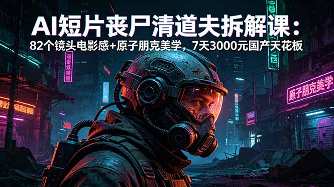 AI短片《丧尸清道夫》拆解课：82个镜头电影感+原子朋克美学，7天3000元国产天花板-朽念云创